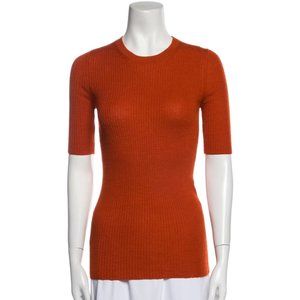 Prada Orange Short Sleeve Sweater SM IT 40